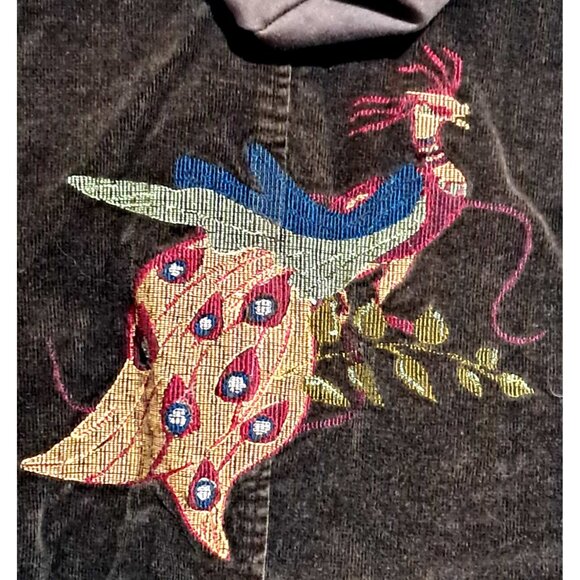 Y2K Wet Seal Velvet Peacock Hooded Blazer Jacket M Vintage 2000s - Picture 1 of 13